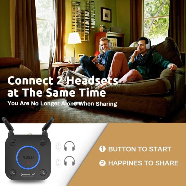 1Mii B06TX Bluetooth 5.2 Transmitter for TV to Wireless Headphone/Speaker, Bluetooth Adapter for TV w/Volume Control, AUX/RCA/Optical/Coaxial Audio Inputs, Plug n Play, aptX Low Latency & HD - Image 2