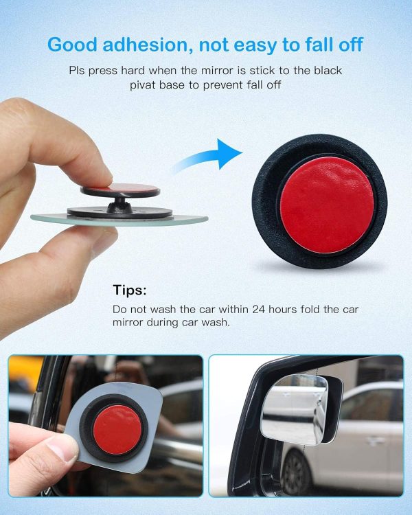 2pcs Fan Shaped Blind Spot Mirror, 360 Degree Adjustabe HD Glass Blind Spot Mirrors, Frameless Convex Rear View Mirror, for any Car, Van, Suv and Trucks. - Image 7