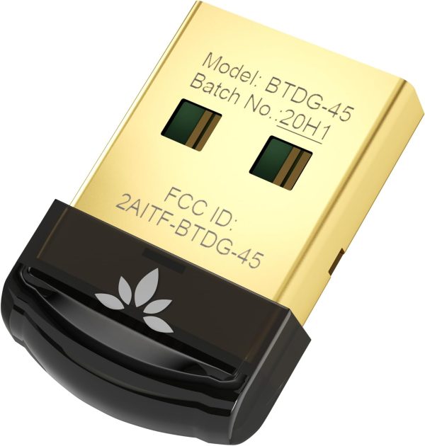 Avantree DG45 USB Bluetooth 5.0 Adapter Dongle for PC, Computer, Desktop, and Laptop - Compatible with Windows 11/10/8.1/8 Only - Connects Bluetooth Headphones, Speakers, Keyboards, Mice, and Printers