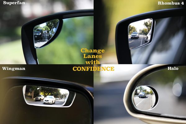 Blind Spot Mirrors for Cars - by Safe View Company - Change Lanes w Confidence - Made from Real Convex Glass - Long Lasting - Easy Peel & Stick (Superfan) - Image 4